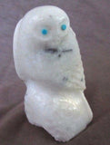 Zuni Amazing White Marble Snowy Owl by Master Carver Derrick Kaamasee C0652