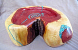 Native Taos Handmade Cedar Wood & Turquoise Inlay Bowl by "Moose" Luhan M0166