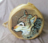 Native Navajo Hand Made Hand Painted Wolf & Cougar Drum by JC Black M325