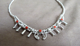 Navajo Opal & Coral Silver Baby Squash Blossom Necklace 16" by L Curley JN490