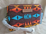 New Pendleton Wool & Leather Crescent Butte Aztec design 3 Pocket Wallet  M292