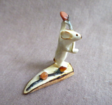 Native Zuni Antler Mini Rabbit w/Roses Fetish Carving by Ruben Najera C4492