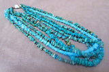 Native Navajo Turquoise Variety Five Strand Necklace w/ silver clasp JN0140