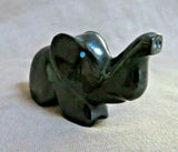Native Zuni Black Marble Lucky Elephant Fetish Carving by Calvert Bowannie C3911
