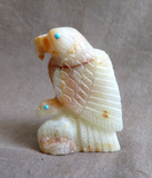 Native Zuni Onyx Eagle w Chick on Rock Fetish by Derrick Kaamasee C4470