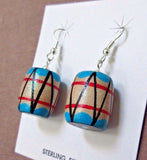 Native Navajo Terra Cotta Clay Drum Hook Earrings by Bennie Chinana JE0145