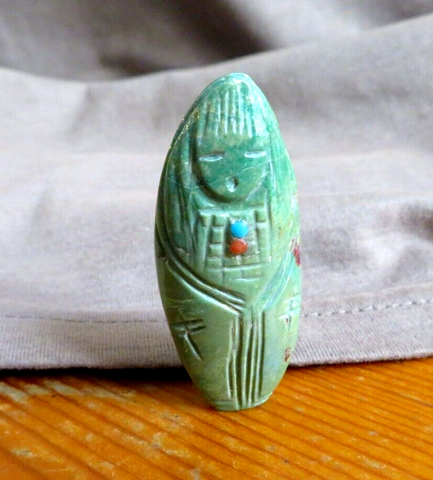 Zuni  Royston Turquoise Maiden Fetish Carving by Mike Yatsattie  C4351