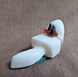 Native Zuni Healing White Marble Rainbird Fetish Carving by Daryll Shack - C4426
