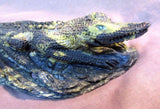Zuni Museum Quality Serpentine HUGE Alligator on Rock by Calvin Weeka C0235