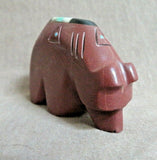 Native Zuni Sacred Pipestone Bear w/ Inlay Fetish by Brandon Phillips - C3865