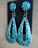 Zuni Blue and Green Gilson Opal inlay post Earrings by Carmichael Haloo JE535