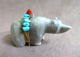 Zuni Picasso Marble Bear w/ Turquoise Baby Fetish by Farlan & P Quam - C4490