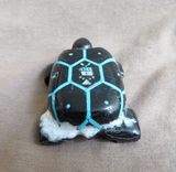 Native Zuni Zebra Marble Turtle Fetish Carving by STM  - C4349
