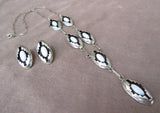 Navajo Sterling Silver & Opal Necklace & Earrings Set by Felix Perry JN0154