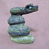 Native Zuni Serpentine Coiled Rattle snake by Stephen Lonjose C1602