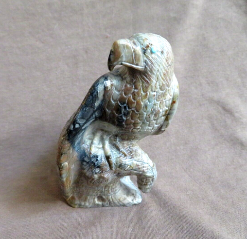 Zuni Amazing VERY LARGE Picasso Marble Eagle on Branch by Derrick Kaamasee C4321