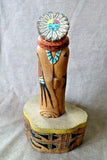 Native Hopi Sun Face Kachina on Stand Cottonwood Carving by Davi Honie K059