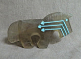 Zuni Chinese Fluorite Horse Fetish w Triple heartlines by Kenric Laiwakete C3868