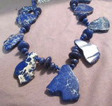 Navajo Chunky Sodalite & Silver Necklace, Bracelet & Earrings Set JS0001
