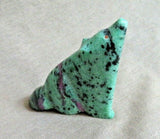 Native Zuni Ruby Zoisite Coyote Fetish by Leland Boone & Daphne Quam C3757