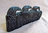 Native American Zuni Jet Triple Ravens Fetish Carving by Rochelle Quam  C3115