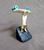 Native Zuni Antler Skateboarding Bear Fetish Carving by Ruben Najera C4557