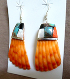 Santo Domingo Multi-Stone Shell & Silver Hook Earrings by Lupita Calabaza JE638