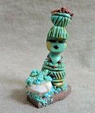 Native Zuni Turquose Olla Maiden with Offering Fetish By Carl Etsate C3776