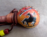 Native Navajo Handmade Rawhide Spirit Elk Rattle by Fedelia Beaver  M355