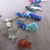 Zuni 3 Strand Multi-Stone and Heishi 39 Fetish Necklace JN0020