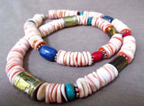 Native Navajo Spiny Oyster & Multi-Stone bead Necklace with silver clasp JN0040