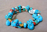 Santo Domingo Turquoise & Multi-Gemstone Wrap Wire Bracelet by H Tsosie JB183