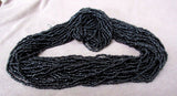 Navajo Made 30 strand - Black colored bead 30" Necklace - w/ earrings JS0021