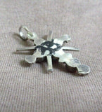 Older Native Zuni Coral & Sterling Cross Pendant by JP208