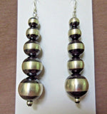 Native Navajo Sterling Silver Graduated Navajo Pearl Hook Earrings  JE397