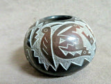 Santa Clara Pueblo Hand Coiled Pottery Butterfly Bowl by Candelaria Suazo  P0249