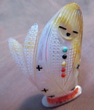 Zuni Mother of Pearl 2 Sided Corn Maiden Fetish by Stuart Quandelacy C0295