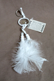 Navajo Handmade 1.6" Small Size White Leather Dream Catcher Keychain  M374