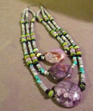 Navajo Gallery Quality Amethyst & Spiny Oyster Necklace by A Saltwater JN0157