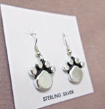 Native Navajo Sterling Silver Paw Print Design Hook Earrings  JE0291