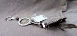 Navajo Handmade Small Size Tan Leather Dream Catcher Keychain  M385