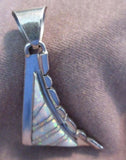 Navajo White Opal Abstract Inlaid Pendant by CS JP0014