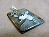 Native Zuni Stone Hand Painted Regal Elk Pendant by Ed Lewis JP257