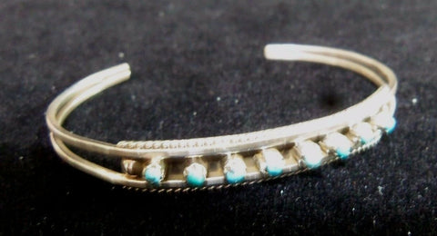 Native Zuni 925 Silver & Turquoise Small Cuff Bracelet by Suzy Livingston JB0011