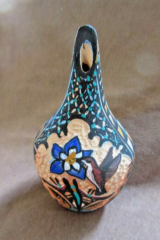 Native Jemez Hand Coiled Pottery Hummingbird Vase by Joseph Fragua PO220