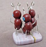 Native Zuni Pipestone Three Ant Family Fetish by Danny Booqua - C1290