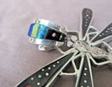 Navajo Turquoise & Multi-stone Reversible Dragonfly Pendant by Merle House JP154