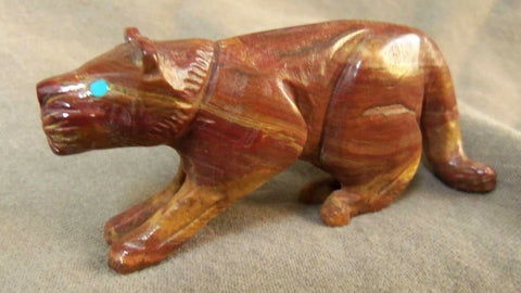 Zuni Banded Jasper Mountain Lion Fetish by Lance Cheama - Direct from Artist