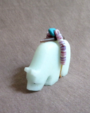 Zuni Glowing Natural Fluorite Bear Fetish w Bundle by Kenric Laiwakete C4306