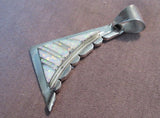 Navajo White Opal Abstract Inlaid Pendant by CS JP0014